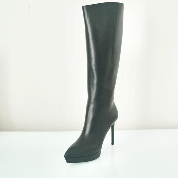 NIB YSL YVES SAINT LAURENT LEATHER HIGH KNEE BOOTS - Picture 1 of 11